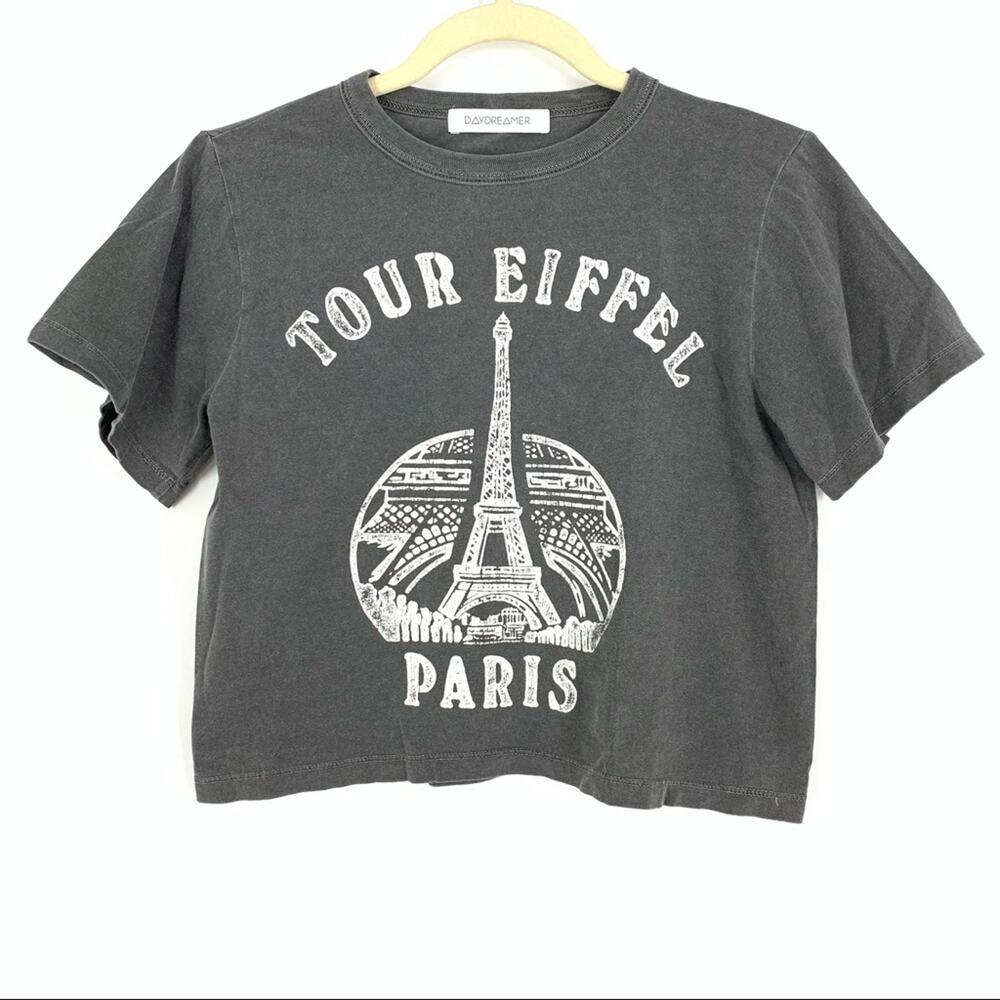Daydreamer‎ Tour Eiffel Paris Gray Crop Top Women's Size XXS